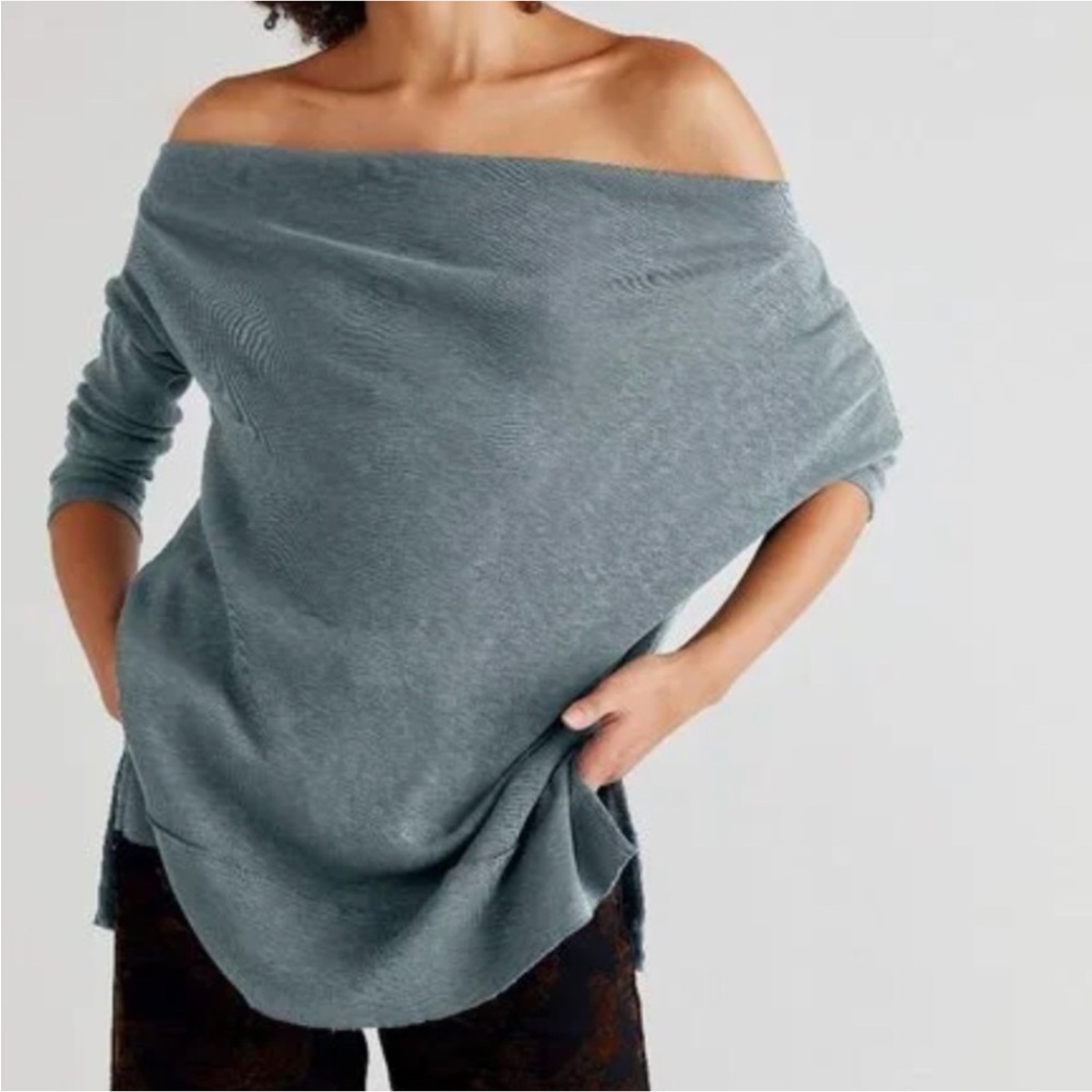 Free People We The Free Size M Get It  Together Long Sleeve Tunic Top Gray